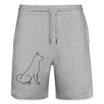Lineart Akita 1 - Short de jogging bio TRAINER Stanley/Stella unisexe - gris chiné - Devant - Nik (191cm) & Marisol (170cm)