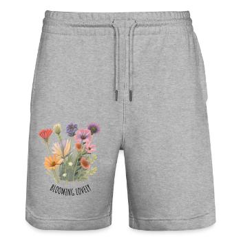 Fleurs belles belles fleurs cadeaux esthétiques - Short de jogging bio TRAINER Stanley/Stella unisexe - gris chiné - Devant - Nik (191cm) & Marisol (170cm)