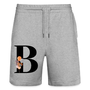 Buchstabe b Geburtstagsballon - Stanley/Stella Unisex Bio Joggingshorts Trainer  - Grau meliert - Vorne - Nik (191cm) & Marisol (170cm)