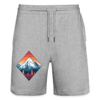 Berge im Herbst - Stanley/Stella Unisex Bio Joggingshorts Trainer  - Grau meliert - Vorne - Nik (191cm) & Marisol (170cm)