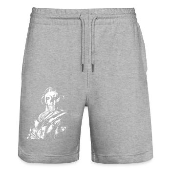 COD Ghost meme - Stanley/Stella Unisex Bio Joggingshorts Trainer  - Grau meliert - Vorne - Nik (191cm) & Marisol (170cm)