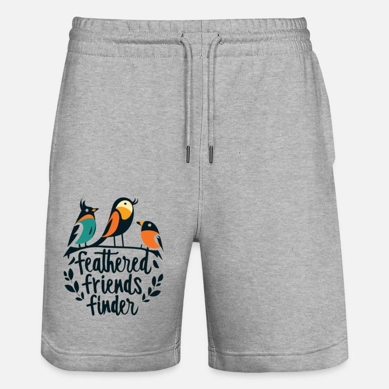 "chercheur d'amis à plumes" slogan - Short de jogging bio TRAINER Stanley/Stella unisexe - gris chiné