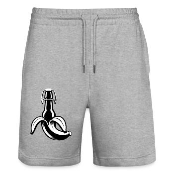Bière à la banane | Mon fruit | Bière on t’aime - Short de jogging bio TRAINER Stanley/Stella unisexe - gris chiné - Devant - Nik (191cm) & Marisol (170cm)