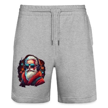 Joyeux Noël Père Noël Père Noël - Short de jogging bio TRAINER Stanley/Stella unisexe - gris chiné - Devant - Nik (191cm) & Marisol (170cm)