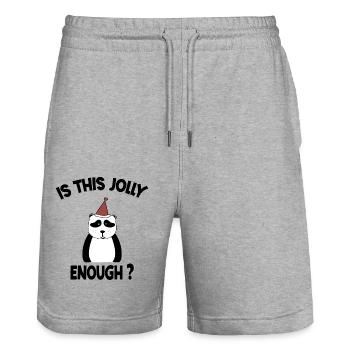 Is This Jolly Enough Funny Panda Christmas Light - Stanley/Stella Trainer Unisex Organic Jogging Shorts - heather grey - Front - Nik (191cm) & Marisol (170cm)