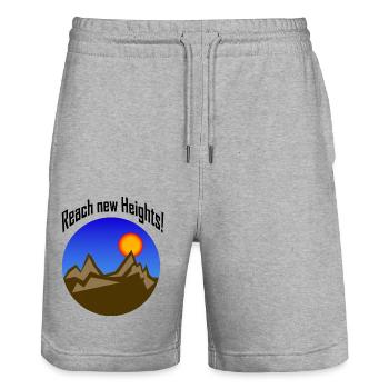 Erreiche neue Höhen! - Stanley/Stella Unisex Bio Joggingshorts Trainer  - Grau meliert - Vorne - Nik (191cm) & Marisol (170cm)