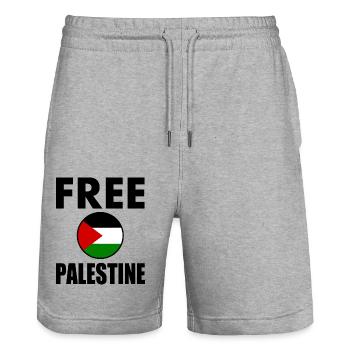 Free palestine - Stanley/Stella Unisex Bio Joggingshorts Trainer  - Grau meliert - Vorne - Nik (191cm) & Marisol (170cm)