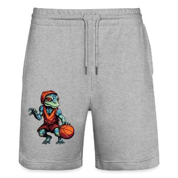 Chamäleon Basketballer - Stanley/Stella Unisex Bio Joggingshorts Trainer  - Grau meliert - Vorne - Nik (191cm) & Marisol (170cm)