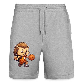 Basketball Igel - Stanley/Stella Unisex Bio Joggingshorts Trainer  - Grau meliert - Vorne - Nik (191cm) & Marisol (170cm)