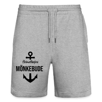 Mönkebude Heimathafen - Stanley/Stella Unisex Bio Joggingshorts Trainer  - Grau meliert - Vorne - Nik (191cm) & Marisol (170cm)