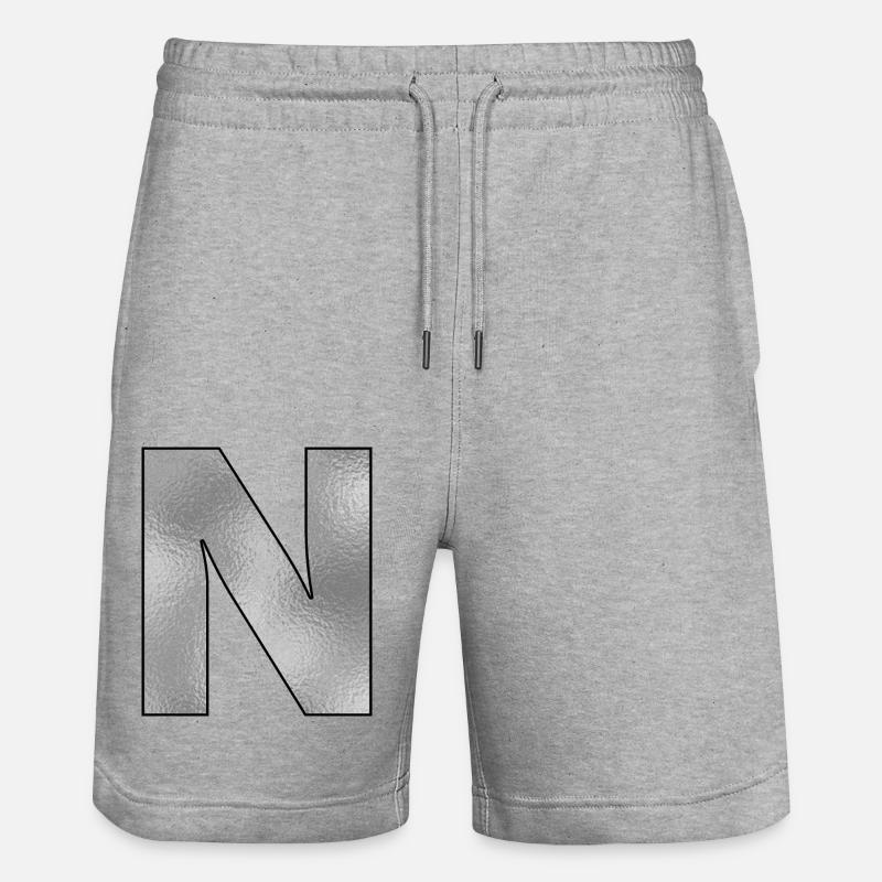 Lettre N Argent - Short de jogging bio TRAINER Stanley/Stella unisexe - gris chiné