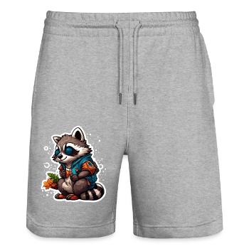 Waschbär / Tier / Zoo / Wild / niedlich / Räuber - Stanley/Stella Unisex Bio Joggingshorts Trainer  - Grau meliert - Vorne - Nik (191cm) & Marisol (170cm)