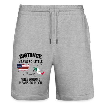 Distance Means So Little When Someone Means Much - Stanley/Stella Trainer Unisex Organic Jogging Shorts - heather grey - Front - Nik (191cm) & Marisol (170cm)