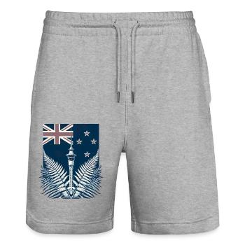 Nouvelle-Zélande Aotearoa Kiwi 12 - Short de jogging bio TRAINER Stanley/Stella unisexe - gris chiné - Devant - Nik (191cm) & Marisol (170cm)