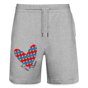 LIEBE. PAAR. ICH HABE GERADE GEHEIRATET. Junggesellinnenabschied. VALENTINSTAG. - Stanley/Stella Unisex Bio Joggingshorts Trainer  - Grau meliert - Vorne - Nik (191cm) & Marisol (170cm)