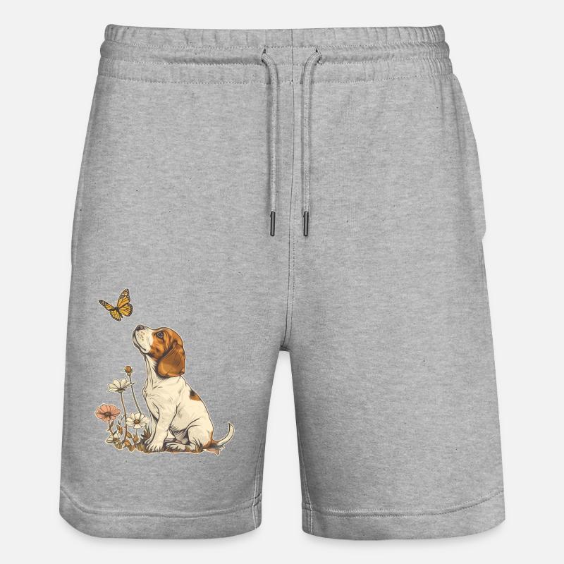 Beagle et papillon - Short de jogging bio TRAINER Stanley/Stella unisexe - gris chiné