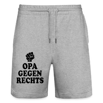 Opas gegen rechts - Stanley/Stella Unisex Bio Joggingshorts Trainer  - Grau meliert - Vorne - Nik (191cm) & Marisol (170cm)