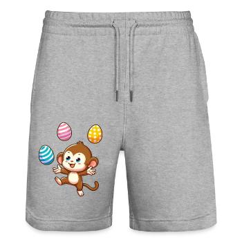 Ostern Affe Osterei Jongleur Artist Design - Stanley/Stella Unisex Bio Joggingshorts Trainer  - Grau meliert - Vorne - Nik (191cm) & Marisol (170cm)