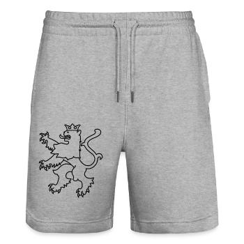 Lion heraldic animal, lion coat of arms heraldry - Stanley/Stella Trainer Unisex Organic Jogging Shorts - heather grey - Front - Nik (191cm) & Marisol (170cm)