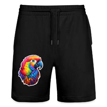 Parrot colorful - Stanley/Stella Trainer Unisex Organic Jogging Shorts - black - Front - Nik (191cm) & Marisol (170cm)