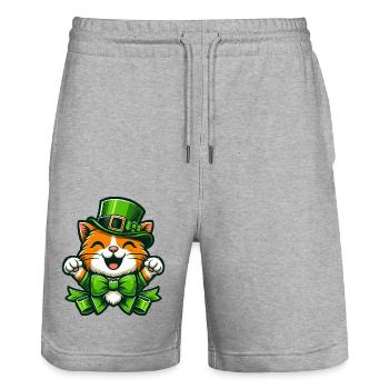 Dessin animé mignon de la Saint-Patrick - Short de jogging bio TRAINER Stanley/Stella unisexe - gris chiné - Devant - Nik (191cm) & Marisol (170cm)