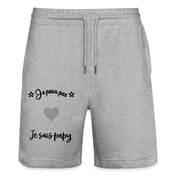 OPA. VATERTAG. FROHER VATERTAG. ICH LIEBE DICH. - Stanley/Stella Unisex Bio Joggingshorts Trainer  - Grau meliert - Vorne - Nik (191cm) & Marisol (170cm)