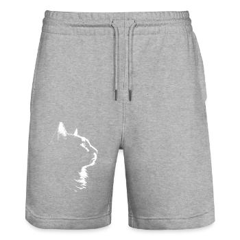 Chat, Motif De Chat - Short de jogging bio TRAINER Stanley/Stella unisexe - gris chiné - Devant - Nik (191cm) & Marisol (170cm)