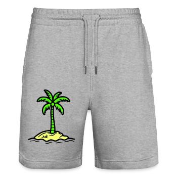 Palm Island Summer - Stanley/Stella Trainer Unisex Organic Jogging Shorts - heather grey - Front - Nik (191cm) & Marisol (170cm)