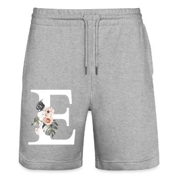 Tropischer Blumenbuchstabe E - Stanley/Stella Unisex Bio Joggingshorts Trainer  - Grau meliert - Vorne - Nik (191cm) & Marisol (170cm)