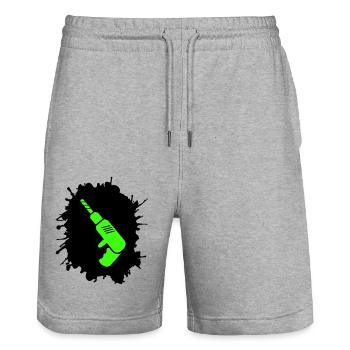 Drill Blobs Craftsman - Stanley/Stella Trainer Unisex Organic Jogging Shorts - heather grey - Front - Nik (191cm) & Marisol (170cm)