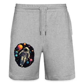 Astronaut in space - Stanley/Stella Trainer Unisex Organic Jogging Shorts - heather grey - Front - Nik (191cm) & Marisol (170cm)