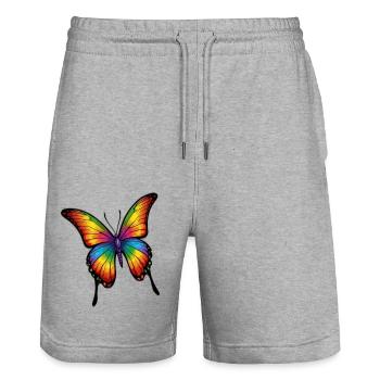 Regenbogen Schmetterling - Stanley/Stella Unisex Bio Joggingshorts Trainer  - Grau meliert - Vorne - Nik (191cm) & Marisol (170cm)