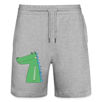 Crocodile Drôle - Short de jogging bio TRAINER Stanley/Stella unisexe - gris chiné - Devant - Nik (191cm) & Marisol (170cm)