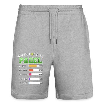 Padel Paddle Racket Tennis Sport I Gift - Stanley/Stella Trainer Unisex Organic Jogging Shorts - heather grey - Front - Nik (191cm) & Marisol (170cm)