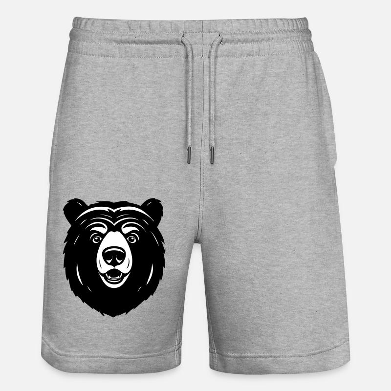 Lieblich neugieriger Comic Bär - Stanley/Stella Unisex Bio Joggingshorts Trainer - Grau meliert