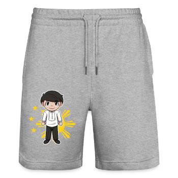 Philippinen Filipino Flagge Stolz I Geschenk - Stanley/Stella Unisex Bio Joggingshorts Trainer  - Grau meliert - Vorne - Nik (191cm) & Marisol (170cm)