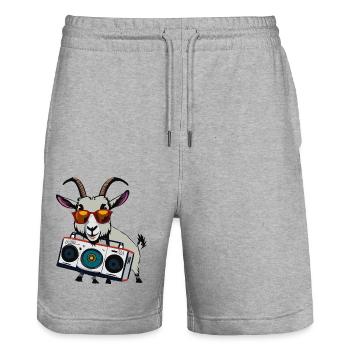 Boombox Ziege - Stanley/Stella Unisex Bio Joggingshorts Trainer  - Grau meliert - Vorne - Nik (191cm) & Marisol (170cm)