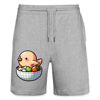 Hühnerfutter - Huhn - Stanley/Stella Unisex Bio Joggingshorts Trainer  - Grau meliert - Vorne - Nik (191cm) & Marisol (170cm)