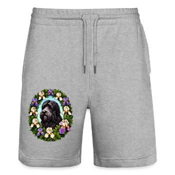 Braird Dog - Stanley/Stella Trainer Unisex Organic Jogging Shorts - heather grey - Front - Nik (191cm) & Marisol (170cm)
