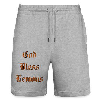 GodBlessLemons - Stanley/Stella Trainer Unisex Organic Jogging Shorts - heather grey - Front - Nik (191cm) & Marisol (170cm)