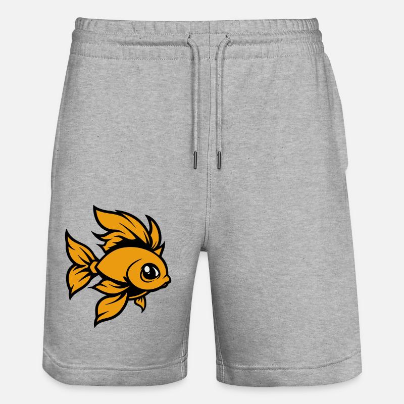 Goldfish Fish Comic - Stanley/Stella Trainer Unisex Organic Jogging Shorts - heather grey