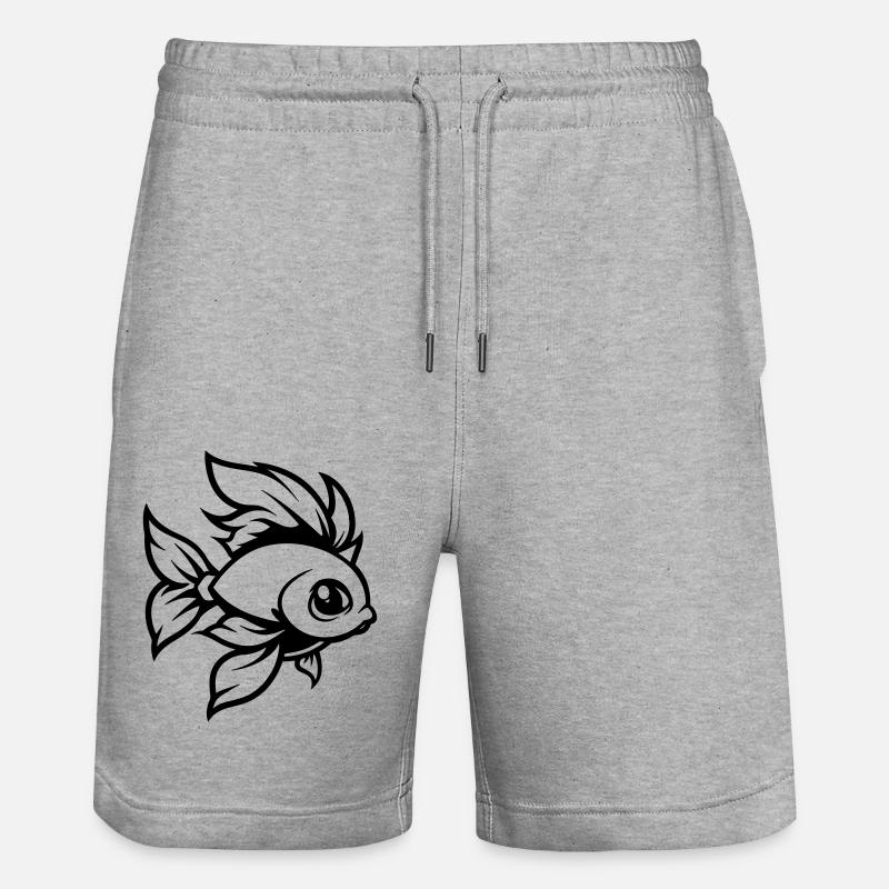 Poisson rouge Poisson Bande Dessinée - Short de jogging bio TRAINER Stanley/Stella unisexe - gris chiné