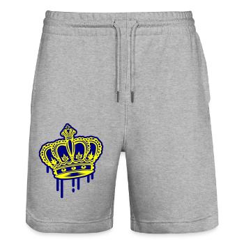 Crown Symbol - Stanley/Stella Trainer Unisex Organic Jogging Shorts - heather grey - Front - Nik (191cm) & Marisol (170cm)