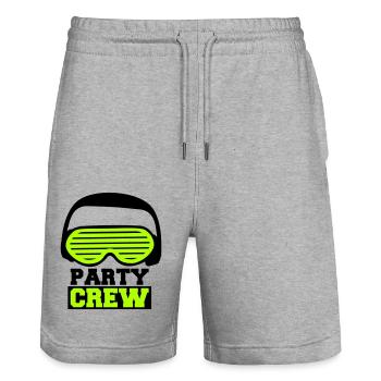 Party Crew Gesicht Feiern Team Freunde Mitglied - Stanley/Stella Unisex Bio Joggingshorts Trainer  - Grau meliert - Vorne - Nik (191cm) & Marisol (170cm)
