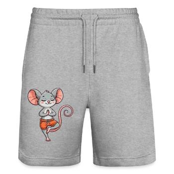 Yoga Mouse Meditation Relaxation Relax Exercise - Stanley/Stella Trainer Unisex Organic Jogging Shorts - heather grey - Front - Nik (191cm) & Marisol (170cm)