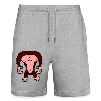 Lustiger Gorilla Körper Ohne Kopf Halloween Kostüm - Stanley/Stella Unisex Bio Joggingshorts Trainer  - Grau meliert - Vorne - Nik (191cm) & Marisol (170cm)