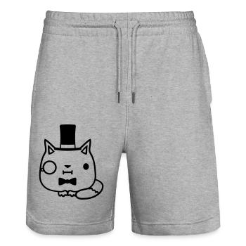 Sir Cat Gentleman Chapeau haut de forme Monocle Rich Gentleman - Short de jogging bio TRAINER Stanley/Stella unisexe - gris chiné - Devant - Nik (191cm) & Marisol (170cm)
