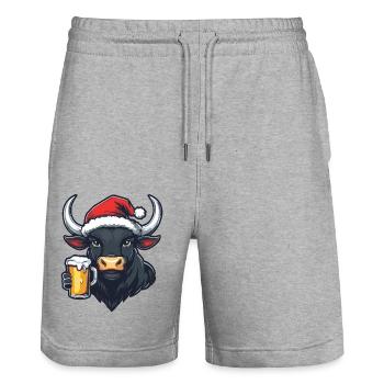 Bière de Noël Taurus - Short de jogging bio TRAINER Stanley/Stella unisexe - gris chiné - Devant - Nik (191cm) & Marisol (170cm)