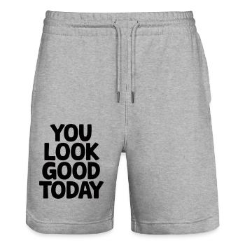 Du siehst heute gut aus - Stanley/Stella Unisex Bio Joggingshorts Trainer  - Grau meliert - Vorne - Nik (191cm) & Marisol (170cm)