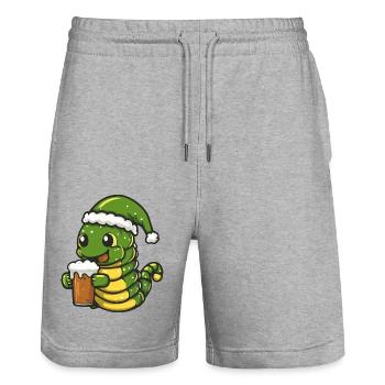 Bière de Noël Wurm - Short de jogging bio TRAINER Stanley/Stella unisexe - gris chiné - Devant - Nik (191cm) & Marisol (170cm)